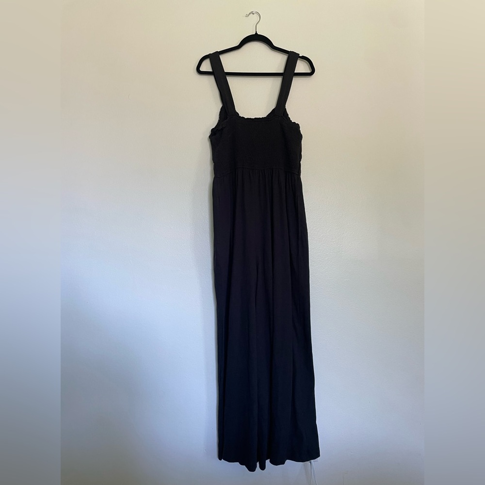Anthropologie Black Smocked-Waist Wide-Leg Jumpsuit - Picture 5 of 6